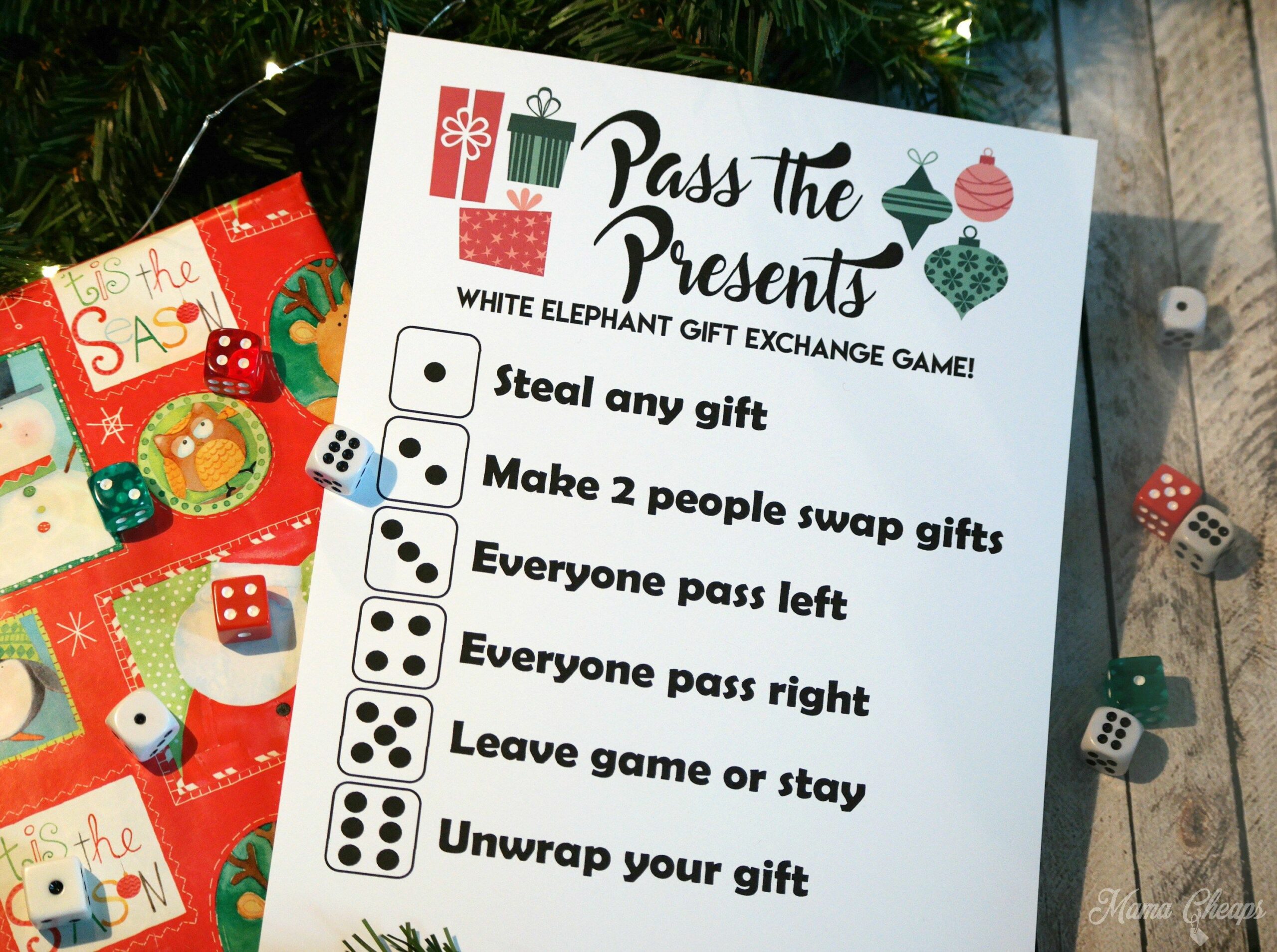 Pass the Presents White Elephant Gift Exchange Game FREE PRINTABLE ...