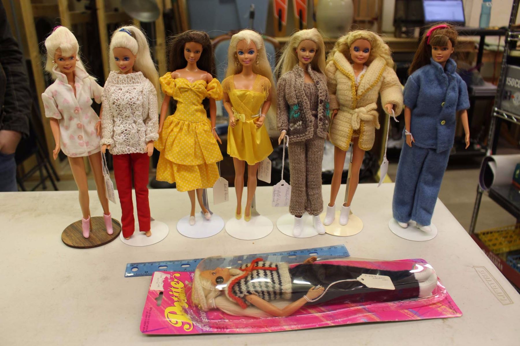 Lot Of Vintage Barbie & Toy Dolls (8) (7 On Stands)