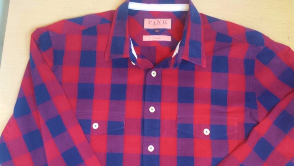 THOMAS PINK Shirt Mens Size M Blue Red CASUAL Smart Top Quality ...