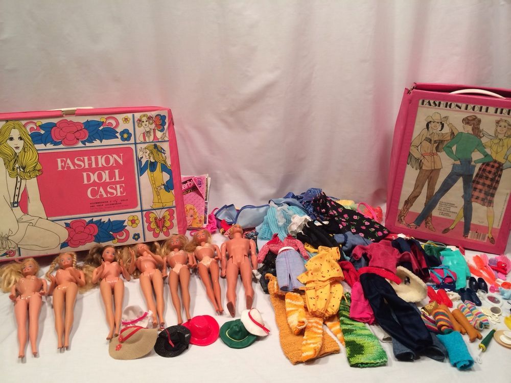 Vintage Barbie lot of items Doll, Clothes, Shoes, Cases 100+ pieces ...