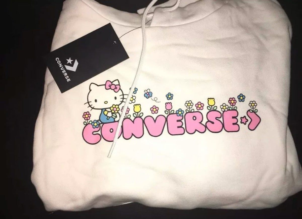 converse X hello kitty white hoodie on Mercari | Hello kitty hoodie ...